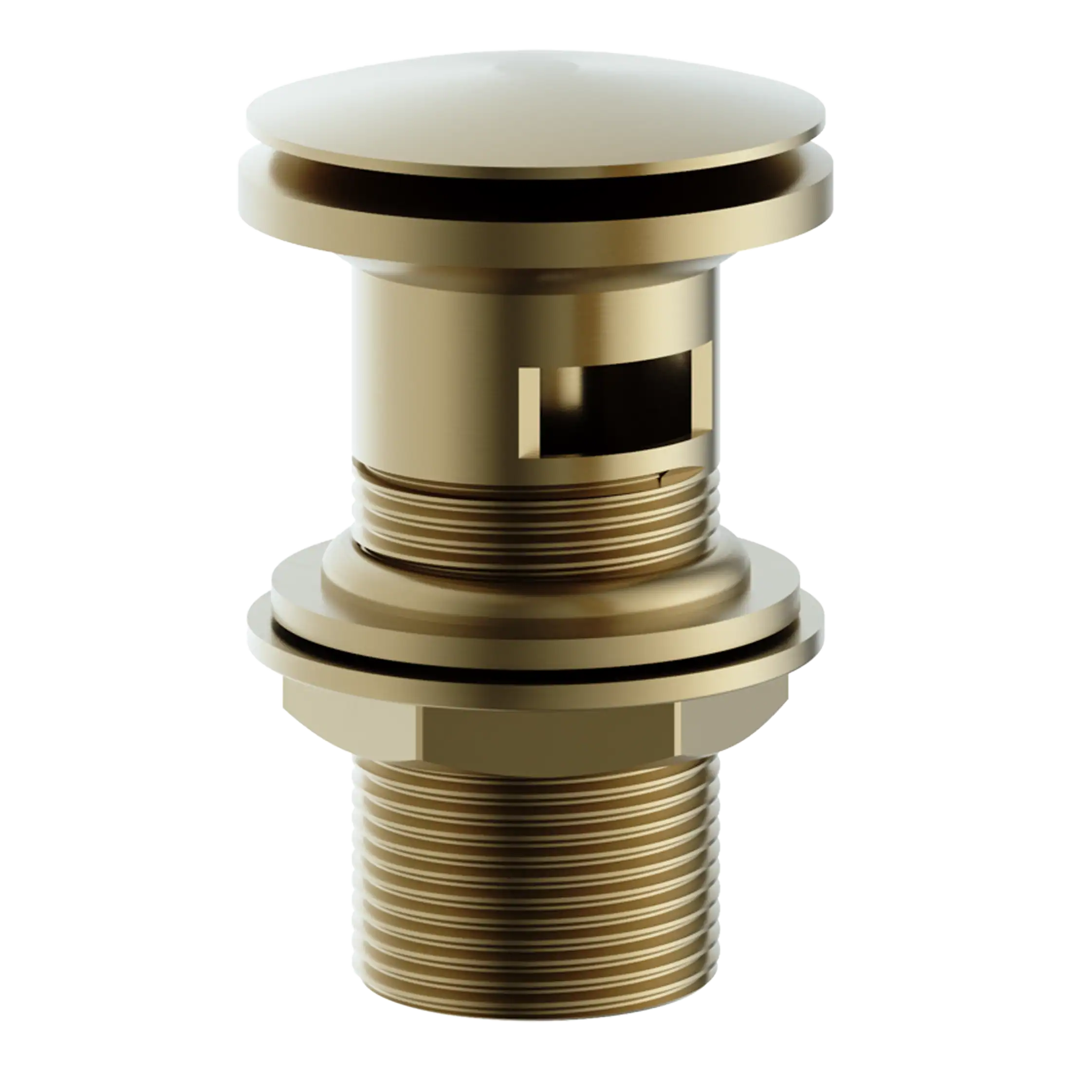 Sump drain fitting for bathroom plumbing, made of durable brass with a polished gold finish, designed for efficient water drainage and installation in modern bathroom fixtures.