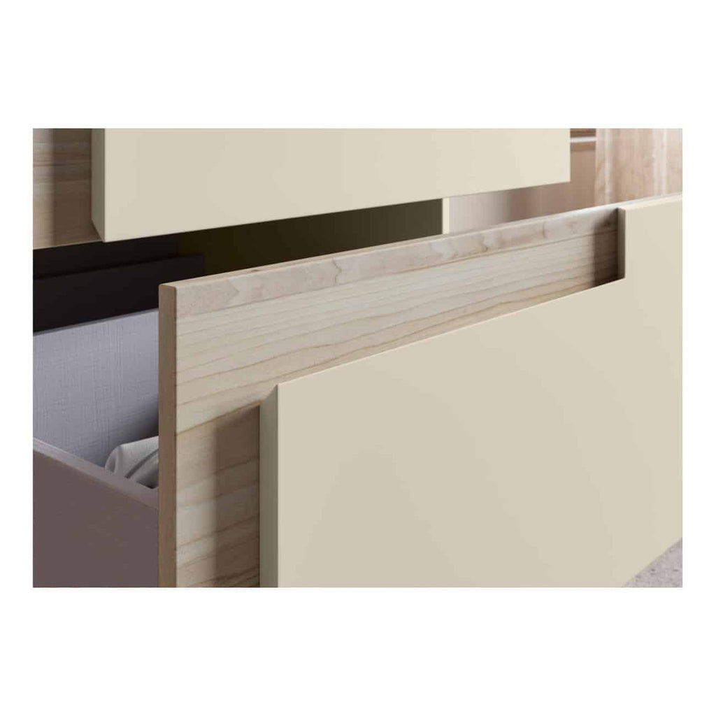 Sleek modern bathroom cabinetry with built-in drawers and storage solutions for contemporary bathrooms. Featuring minimalist design and clean lines for a stylish bathroom upgrade.
