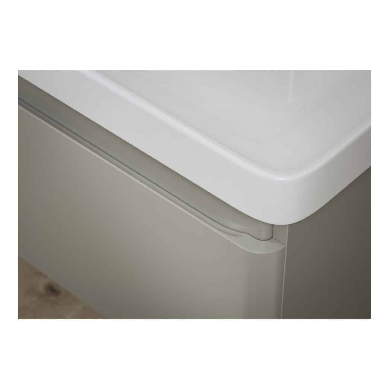 Sleek white bathroom vanity unit with integrated soft-close drawer, modern minimalist design, perfect for contemporary bathrooms. Crafted from durable materials for long-lasting style and functionality.