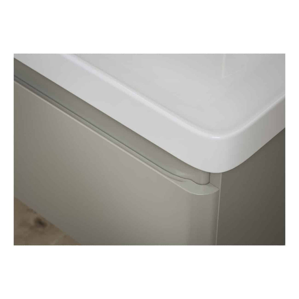 Sleek white bathroom vanity unit with integrated soft-close drawer, modern minimalist design, perfect for contemporary bathrooms. Crafted from durable materials for long-lasting style and functionality.