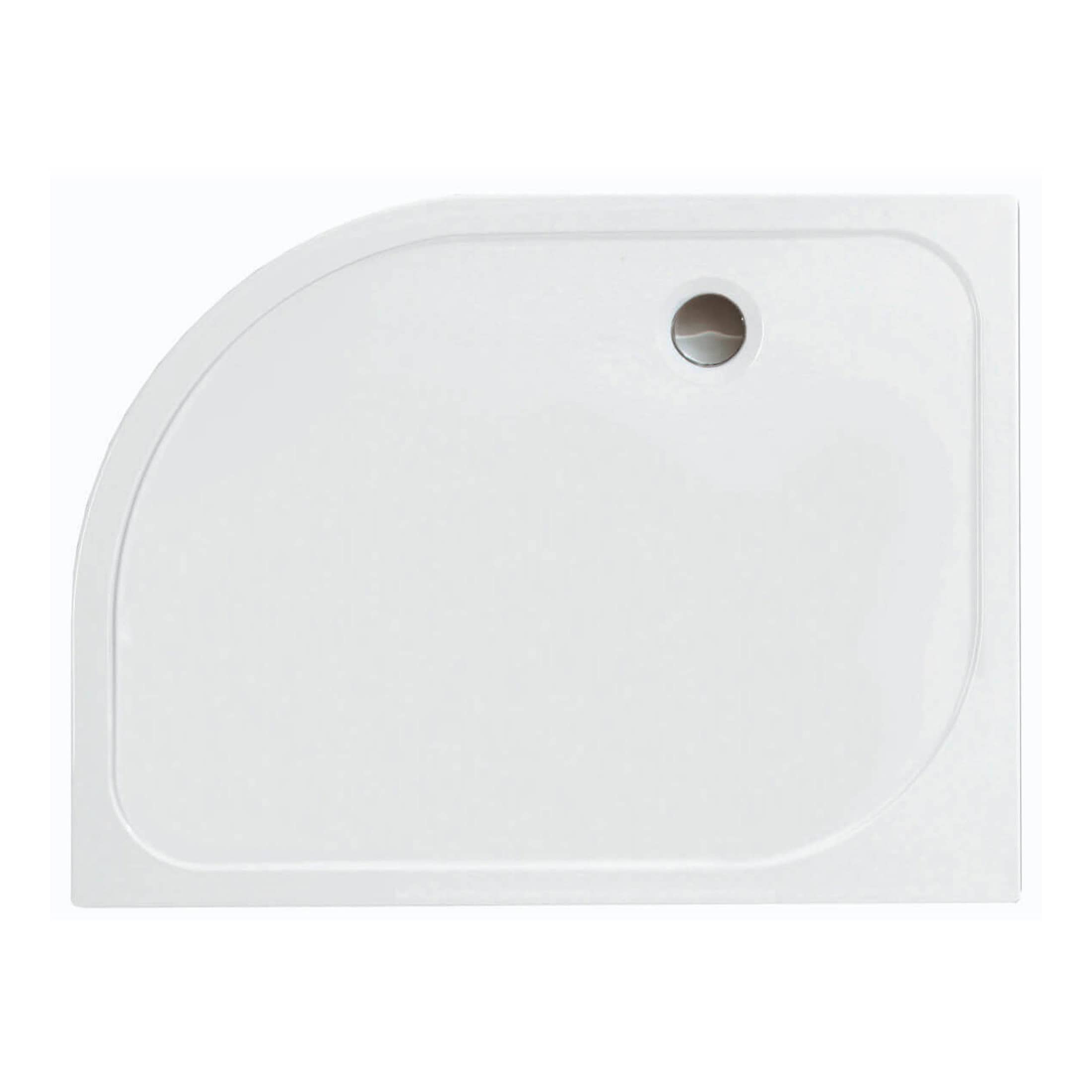 Smooth white shower tray with a minimalist design, featuring an integrated drain hole, ideal for modern bathroom remodels and high-quality shower installations.