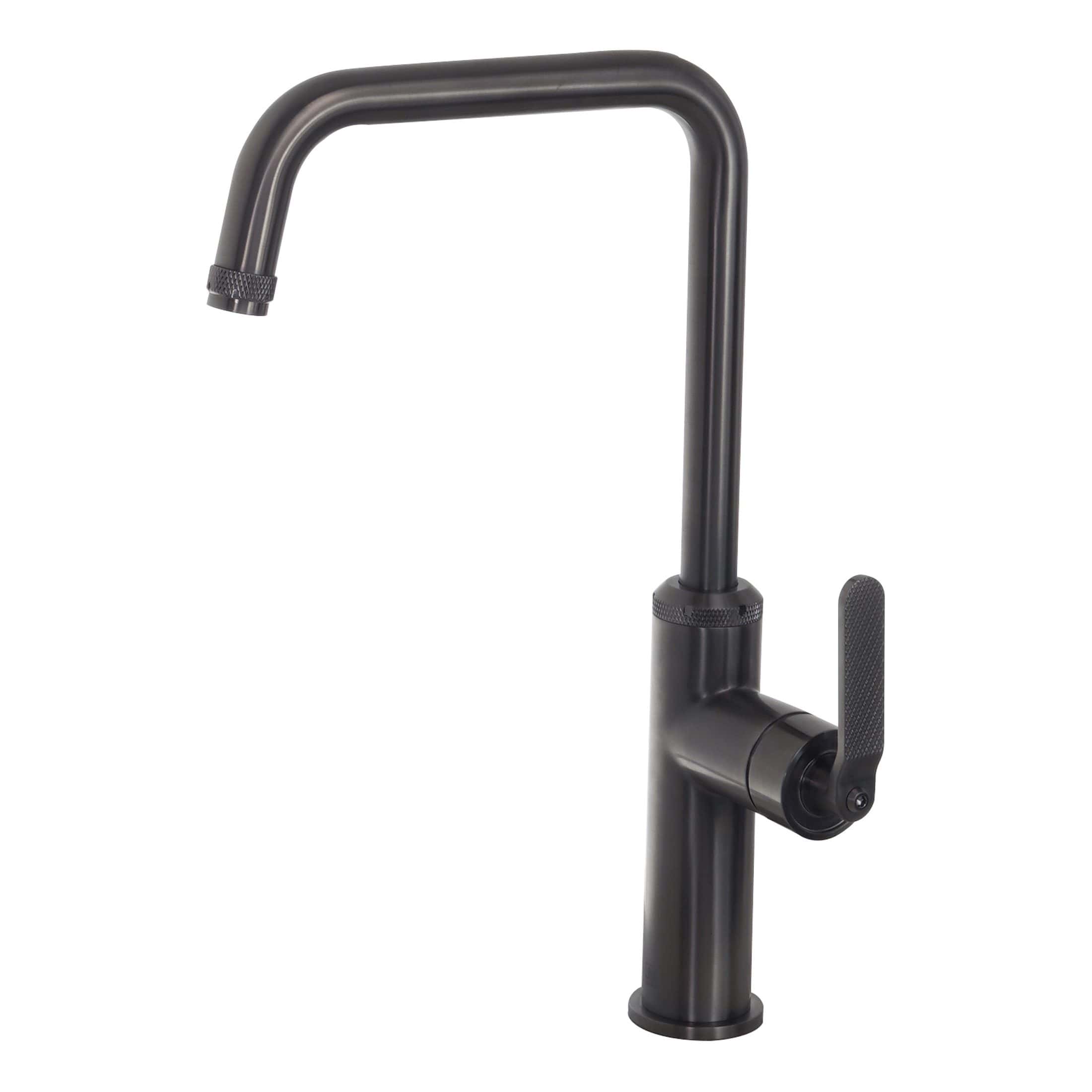 Black kitchen sink mixer tap with pull-out spray head for modern bathroom and kitchen decor. Durable, stylish design perfect for contemporary bathroom or kitchen renovations.
