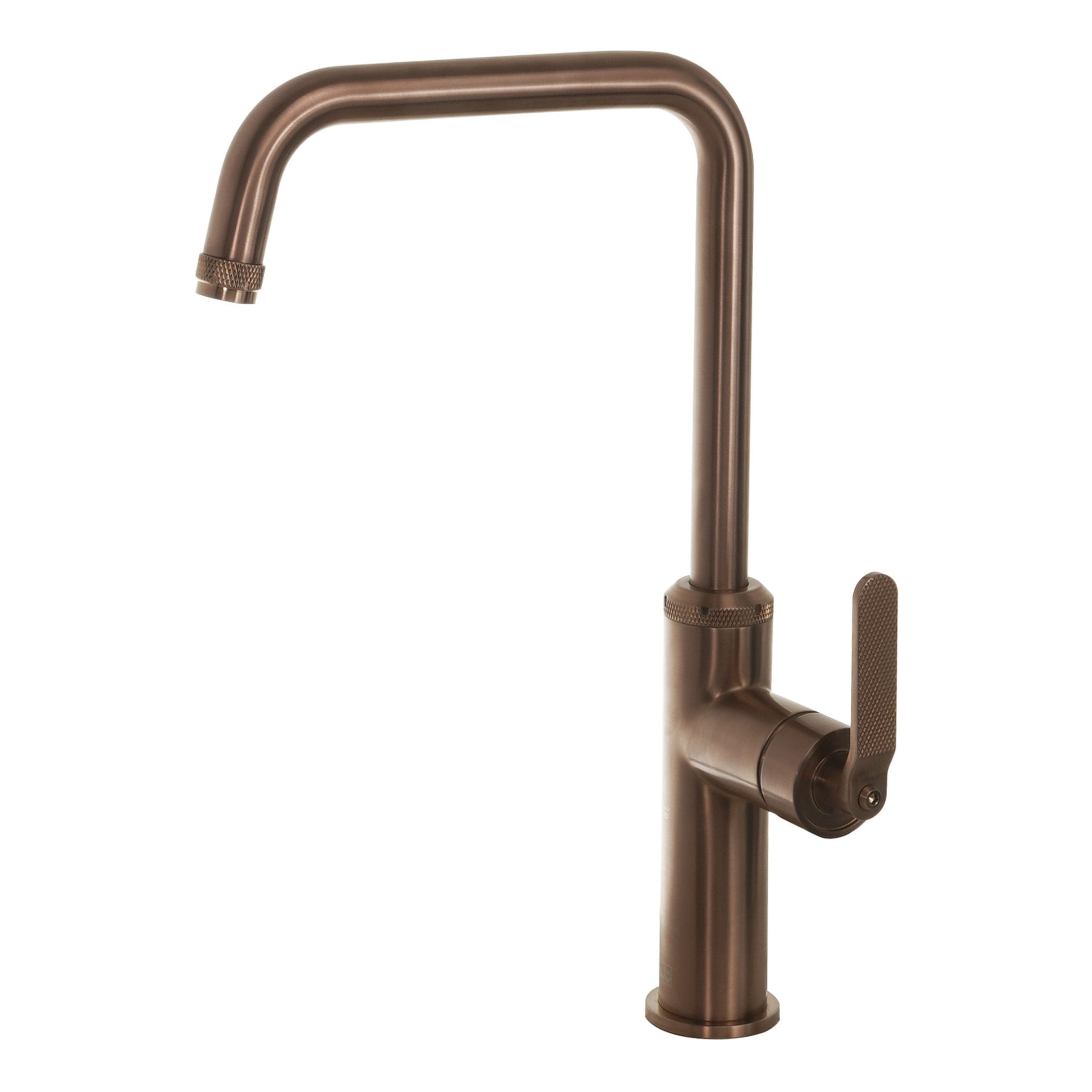 Sleek bronze kitchen mixer tap with high-arc spout and single lever control, ideal for modern bathroom and kitchen installations. Designed for durability and style.