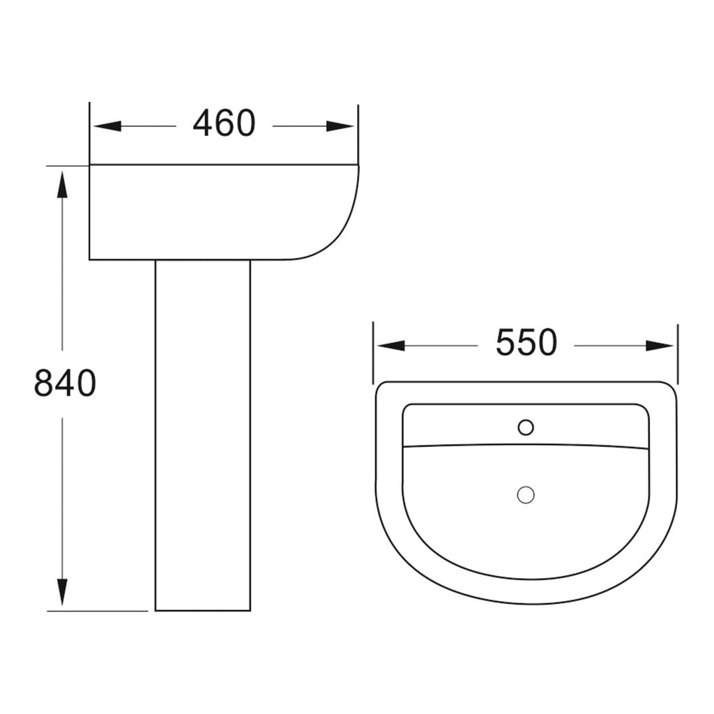 Scudo Deia Basin With Full Pedestal - Gloss White