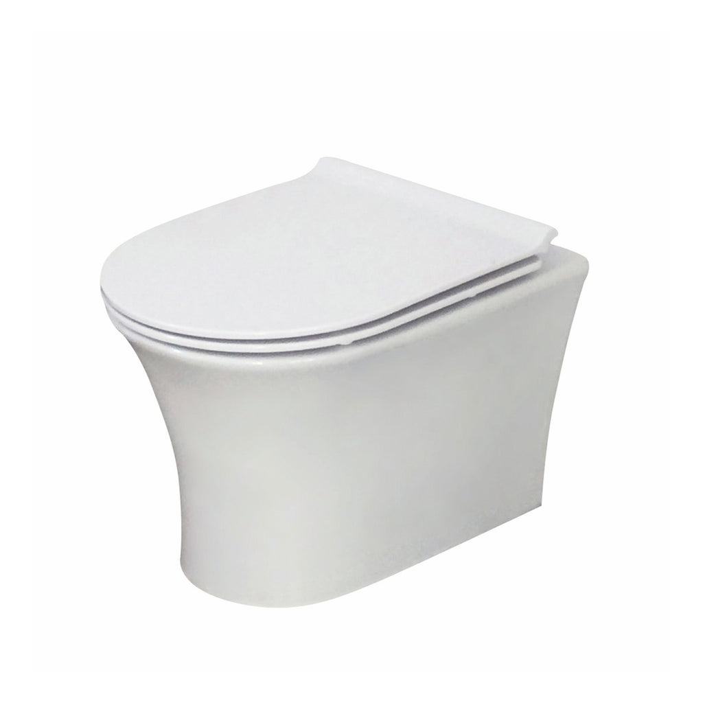 Scudo Deia Rimless Wall Hung Toilet With Wrap Over Soft Close Seat - White