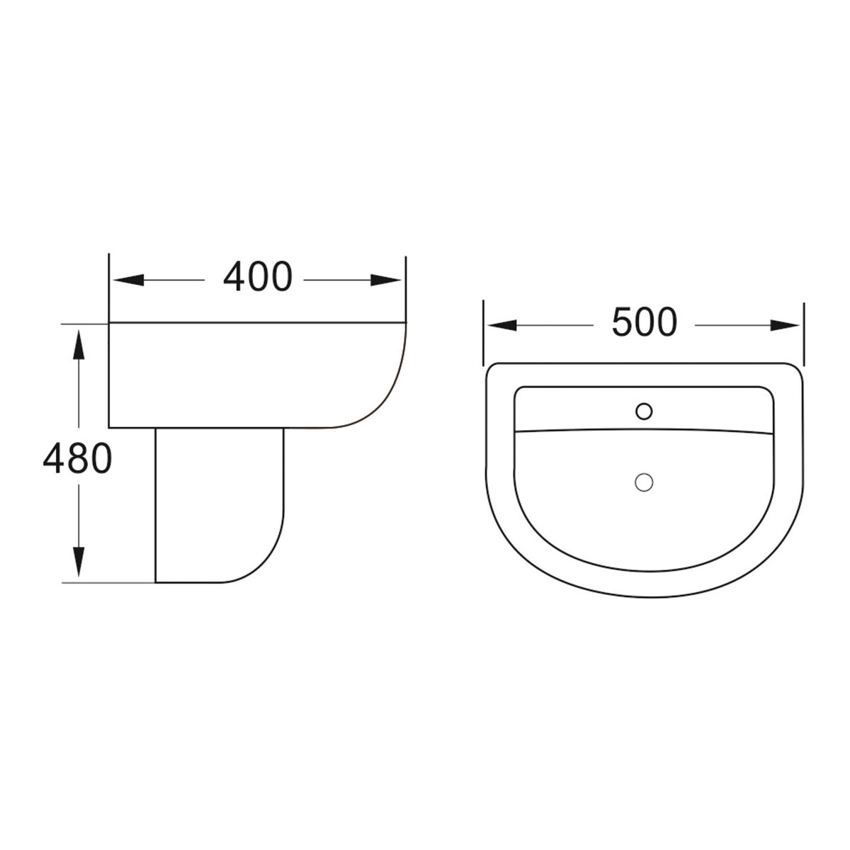 Scudo Deia Basin With Semi Pedestal - Gloss White