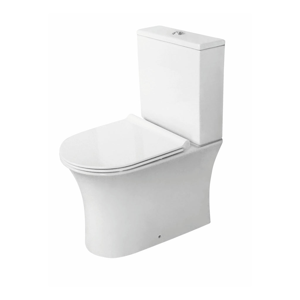 Scudo Deia Rimless Closed Back Close Coupled Toilet With Cistern And Wrap Over Soft Close Seat - White