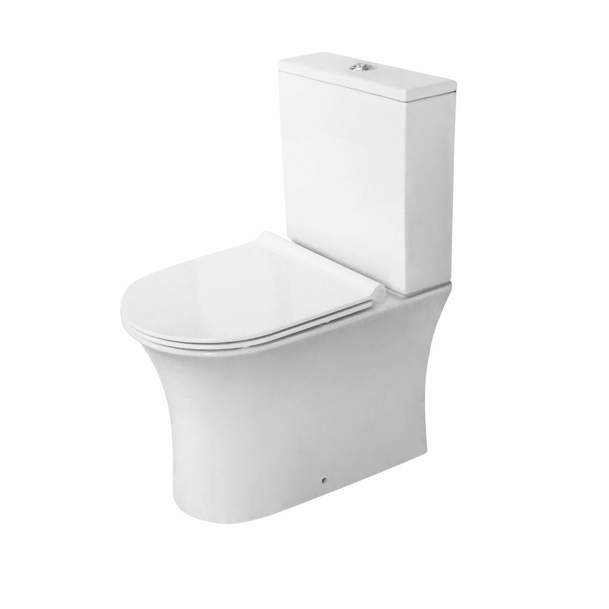 Scudo Deia Rimless Closed Back Close Coupled Toilet With Cistern And Wrap Over Soft Close Seat - White