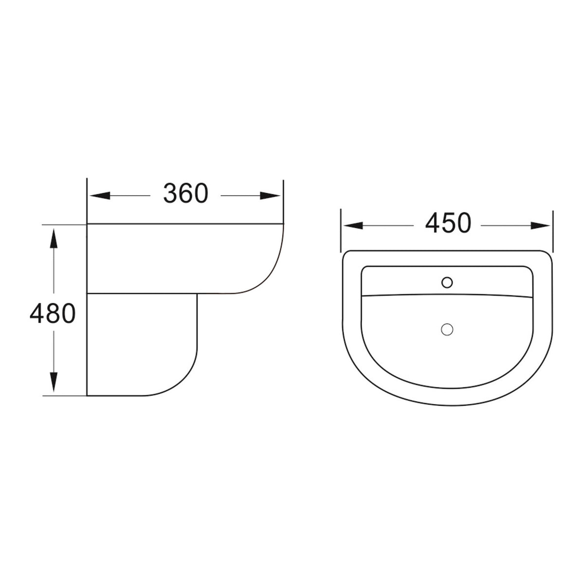 Scudo Deia Basin With Semi Pedestal - Gloss White