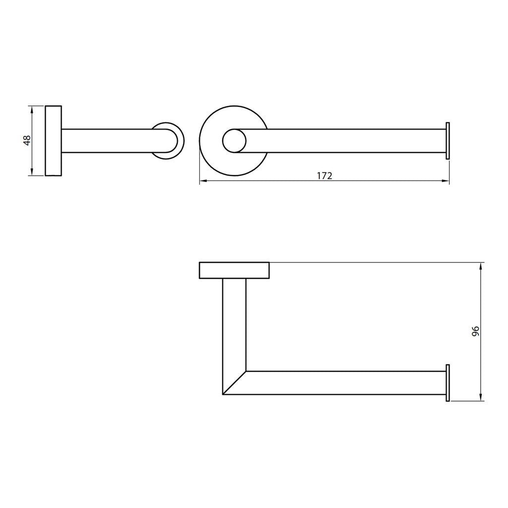 Scudo Delta Paper Holder - Chrome - technical drawing with dimensions