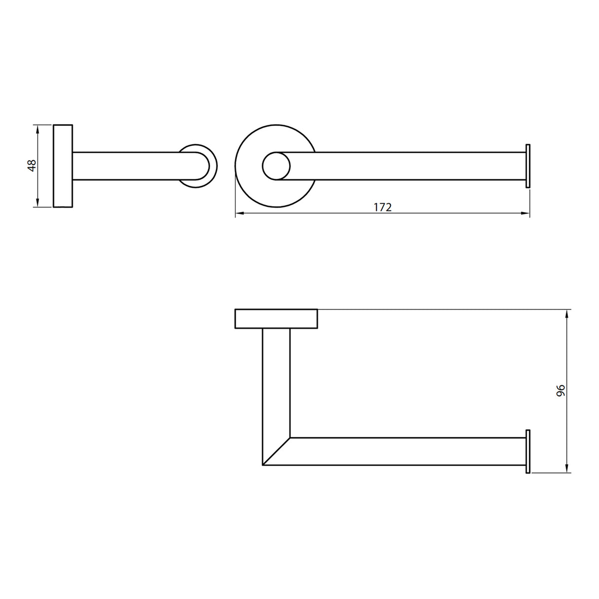 Scudo Delta Paper Holder - Chrome - technical drawing with dimensions