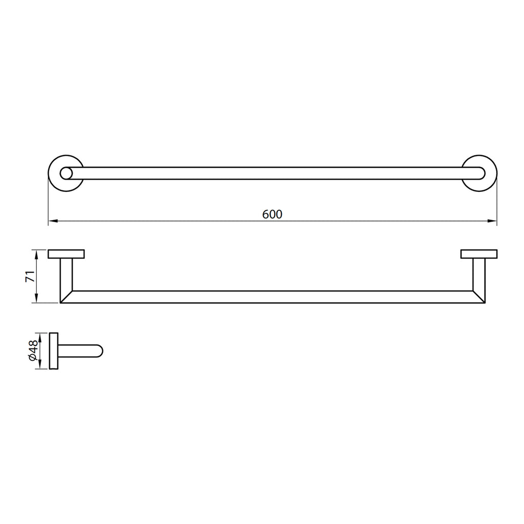 Scudo Delta Towel Bar - Chrome - technical drawing with dimensions