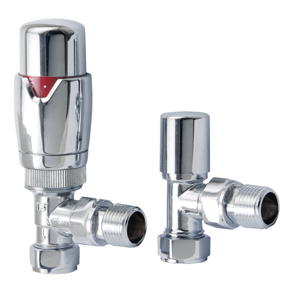 Scudo Designer Angled Radiator Valves Pair - Chrome