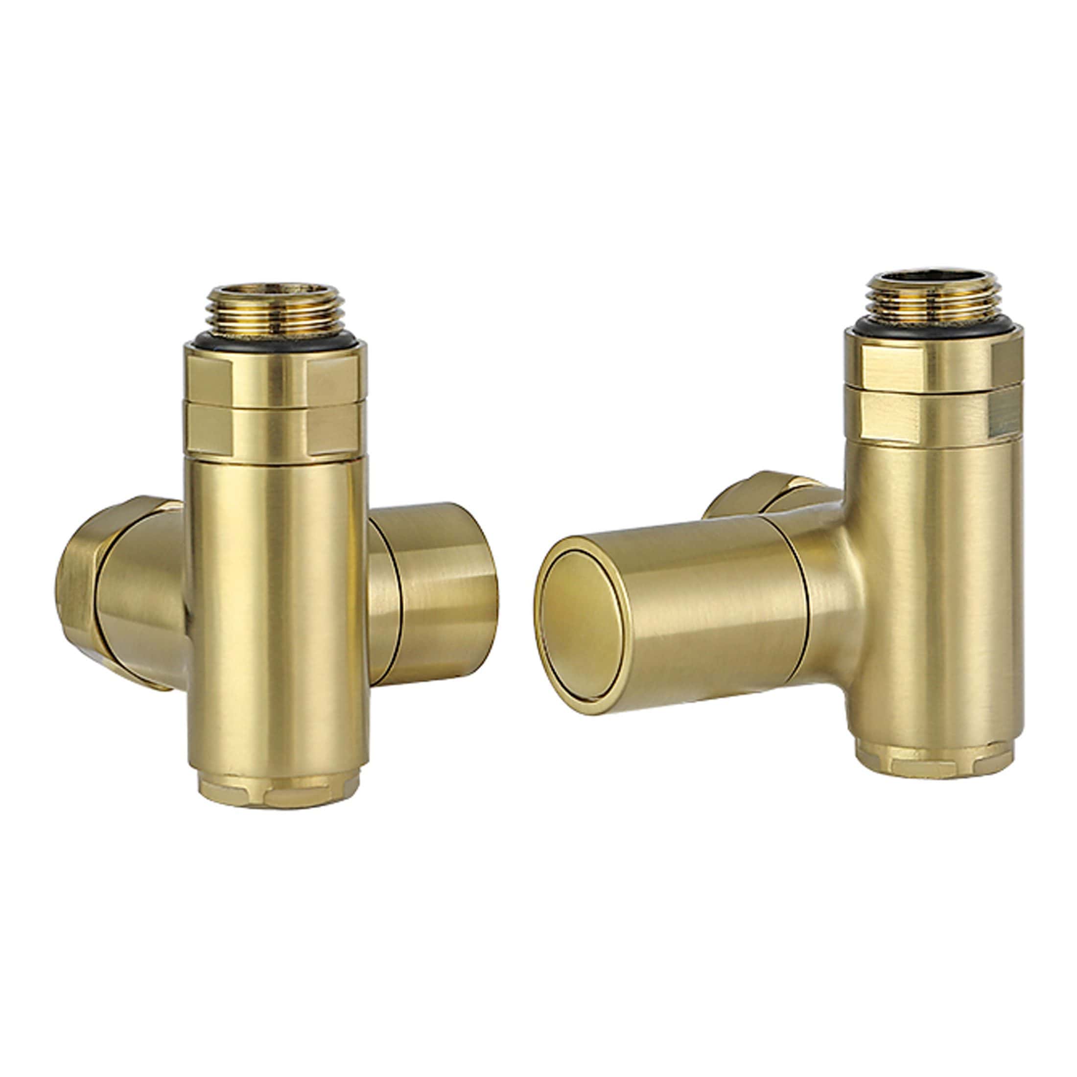 Brass radiator valve fittings for modern bathroom heating systems, premium gold finish, durable and corrosion-resistant. Perfect for stylish, high-quality bathroom radiator installation and maintenance.