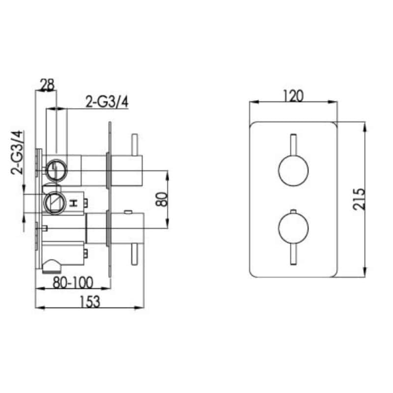 High-quality bathroom plumbing fitting diagram from Bubly Bathrooms, showcasing precise measurements and installation details for optimal bathroom setup.
