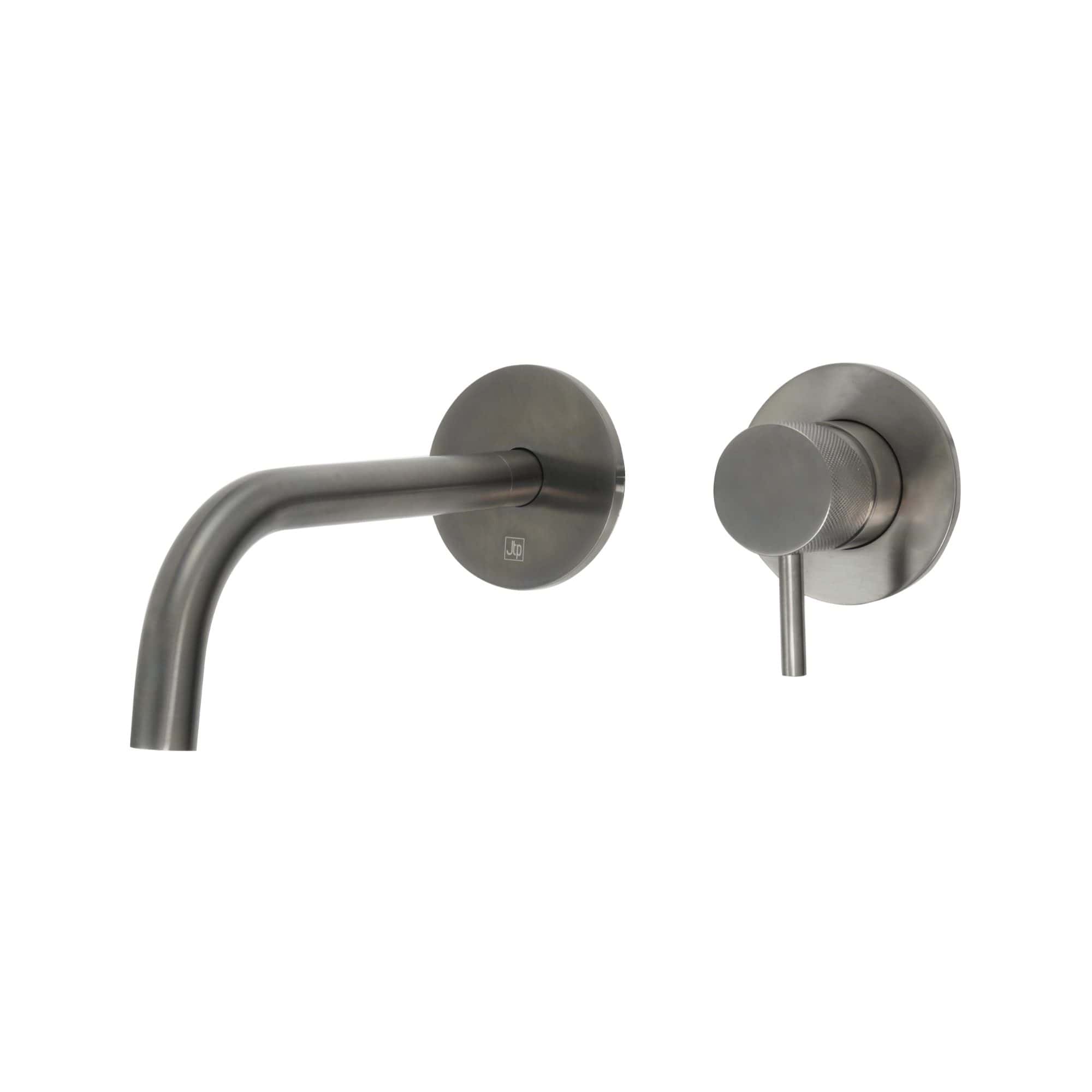 Sleek stainless steel wall-mounted kitchen sink tap and lever handle for modern bathrooms and kitchens. Durable, hygienic, and stylish, ideal for contemporary bathroom and kitchen decor.