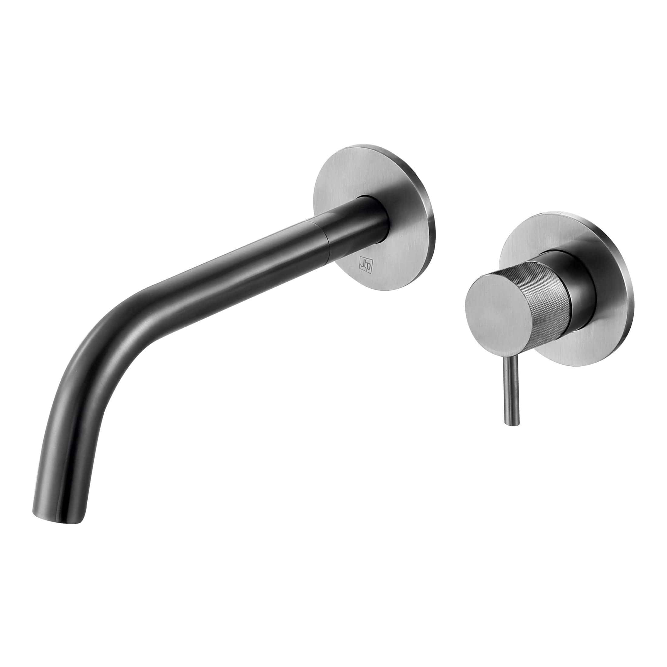 Jtp Vos 2 Hole Wall Mounted Basin Mixer Tap - 200mm Spout Reach With Designer Handle