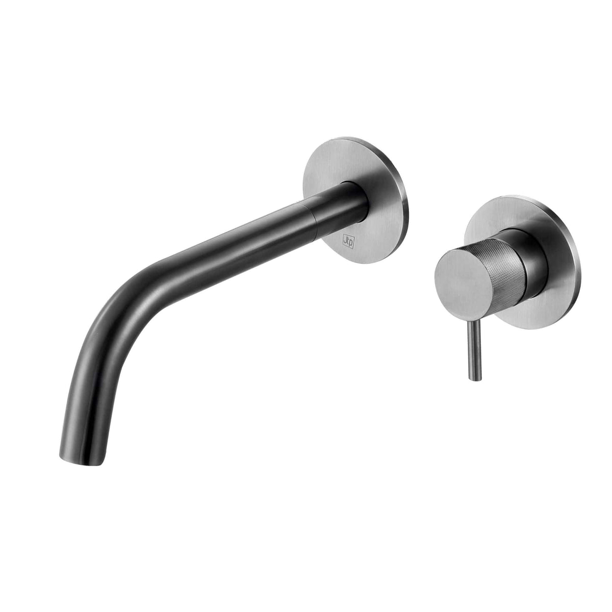 Sleek stainless steel wall-mounted kitchen tap with pull-out spray and modern design, ideal for contemporary kitchens and bathroom renovations.