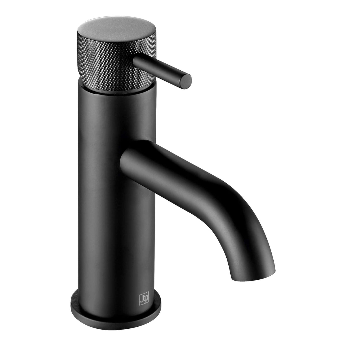 Sleek black kitchen or bathroom tap with modern matte finish, single lever handle, and cylindrical design ideal for contemporary plumbing fixtures.
