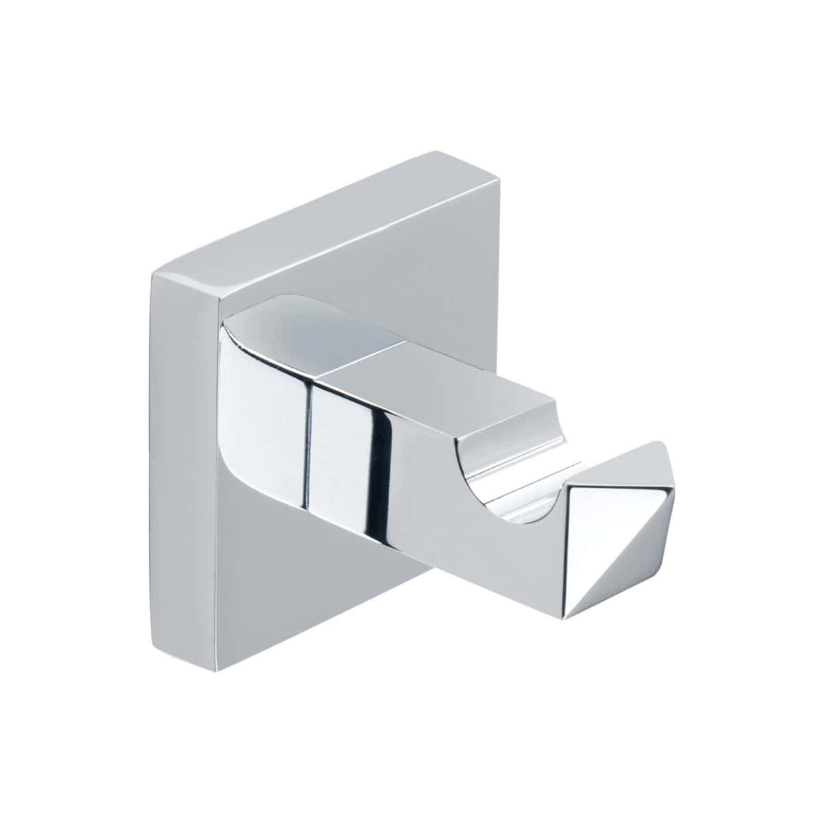 Sleek modern chrome bathroom towel hook with minimalist design, perfect for organising towels and accessories in contemporary bathrooms. Durable and stylish, ideal for bathroom storage solutions.