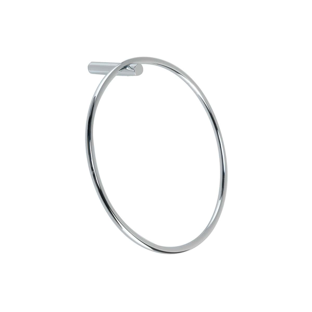 Sleek chrome towel ring ideal for modern bathroom decor, providing a stylish and functional accessory for hanging towels and enhancing bathroom organisation.