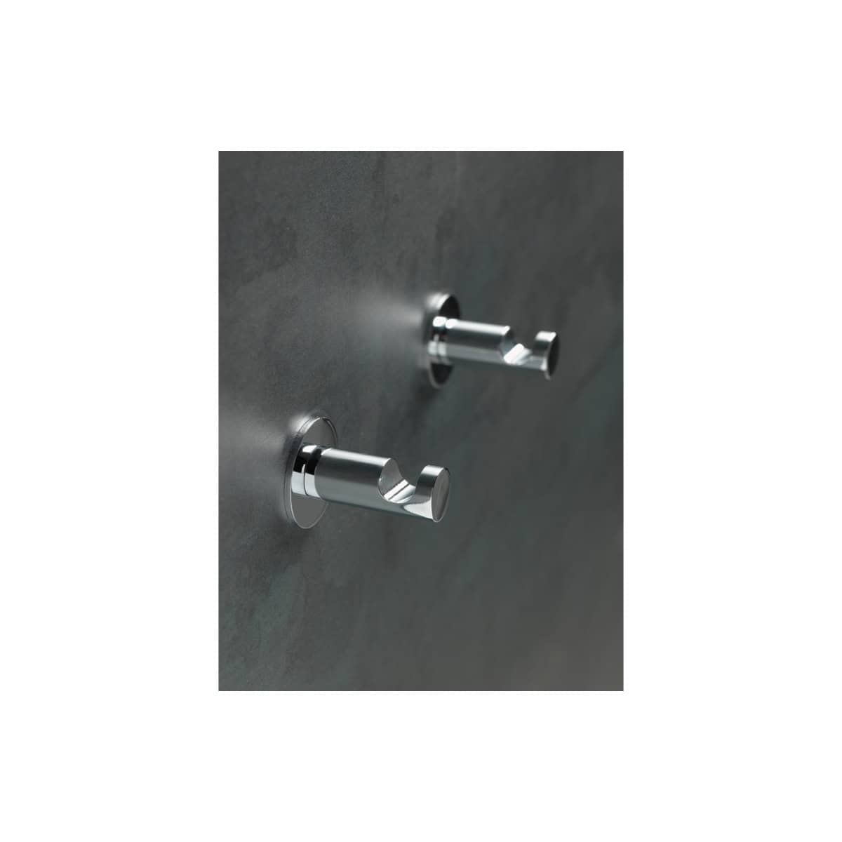 Modern chrome bathroom hooks for towel and robe storage, sleek wall-mounted design, durable and stylish solution for contemporary bathrooms.