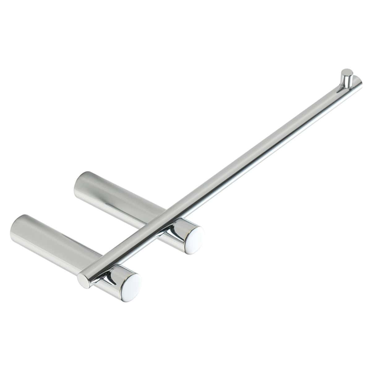 Polished chrome bathroom grab rail with two mounting brackets, ideal for safety and support in showers or bathrooms, modern and durable design.
