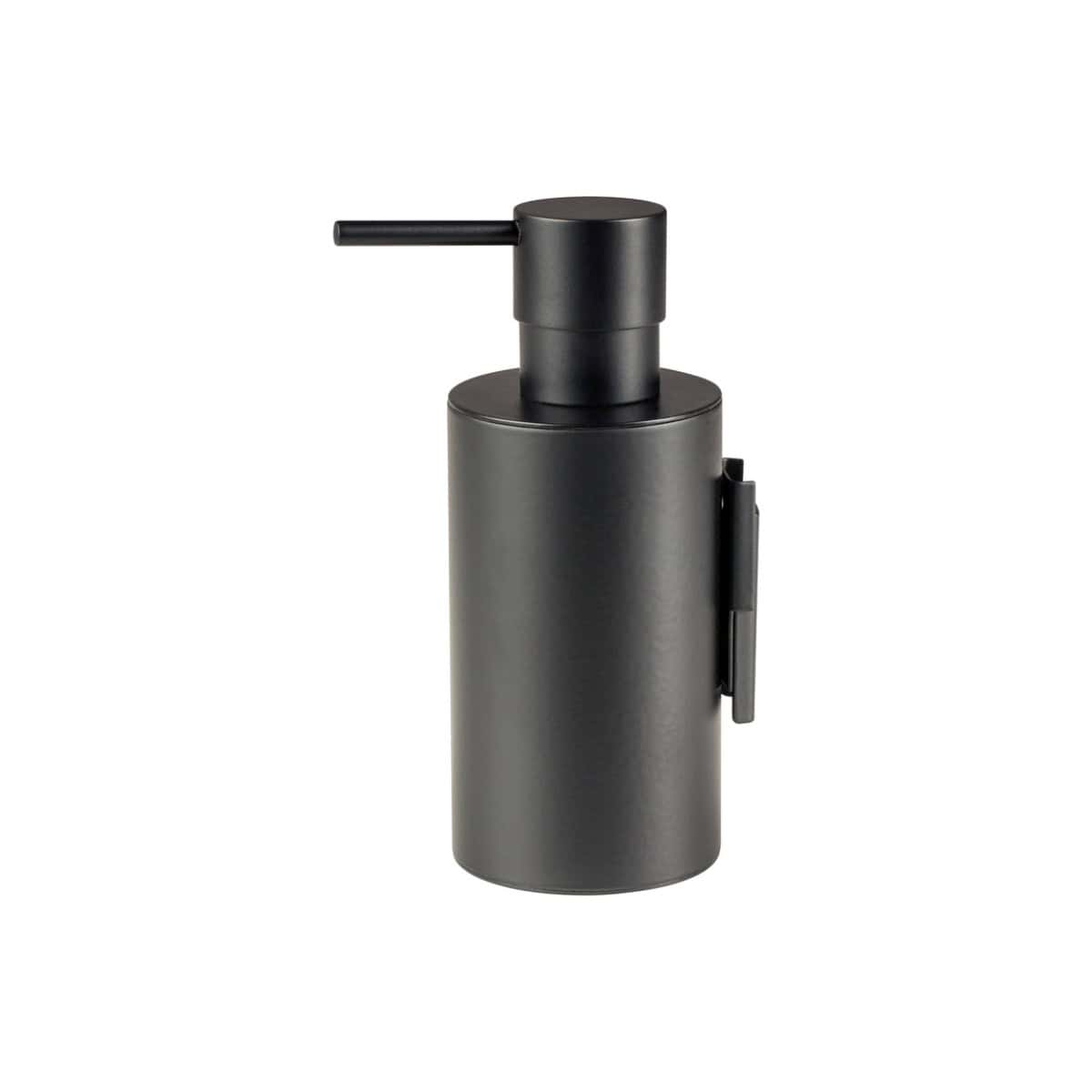 Sleek black liquid soap dispenser for modern bathrooms, designed for durability and style, perfect for hand hygiene in residential or commercial bathroom settings.