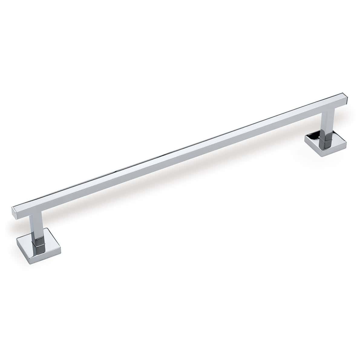 Polished chrome bathroom grab bar for safety and support, ideal for shower or wall mounting in modern bathroom designs.