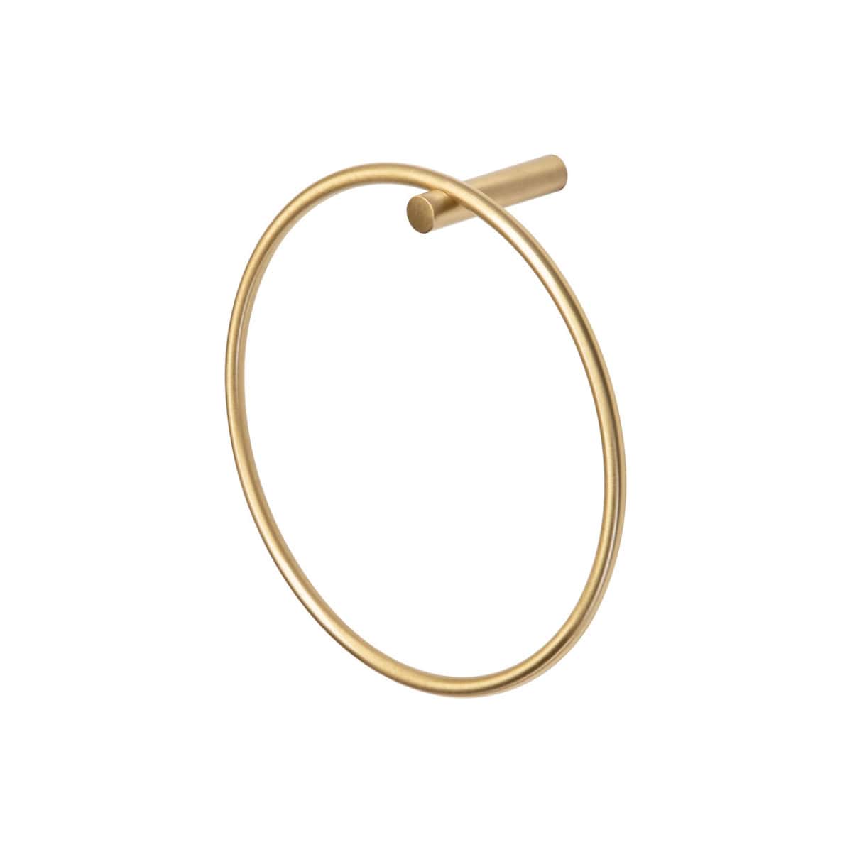 Sleek gold towel ring for modern bathrooms, crafted for durability and style, ideal for organising towels in your bathroom or ensuite. Perfect for contemporary bathroom remodels.