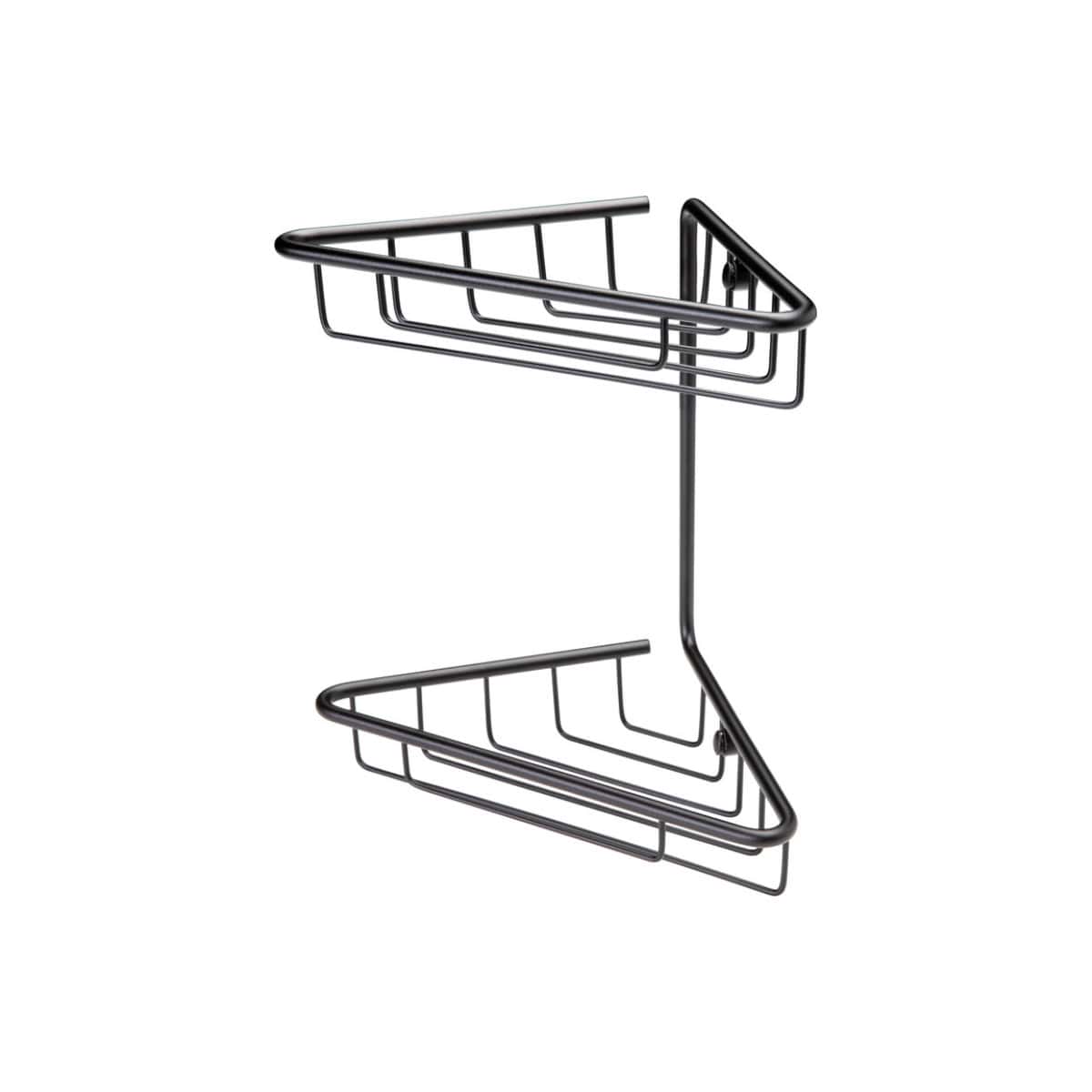 Chrome wire corner shower shelf for bathroom storage and organisation. Durable and rust-resistant, perfect for holding shampoos, body washes, and toiletries in shower or bath areas.