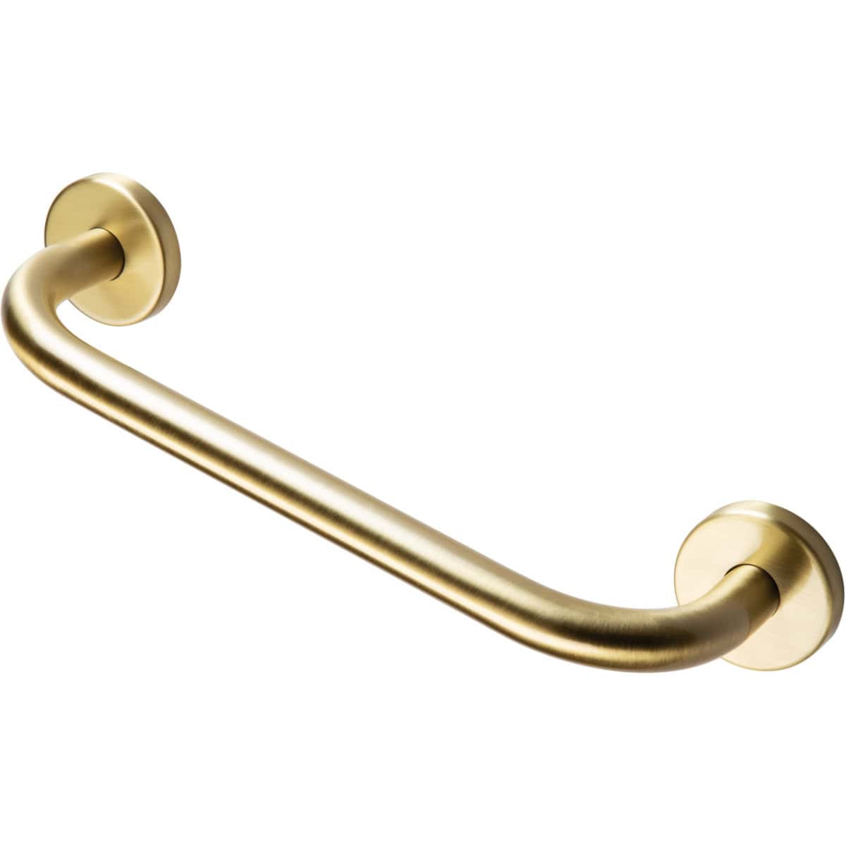 Polished gold grab bar for bathroom safety and support, modern design, durable fixtures, perfect for assistive living, shower or bathtub safety accessory, high-quality hardware, stylish and functional.