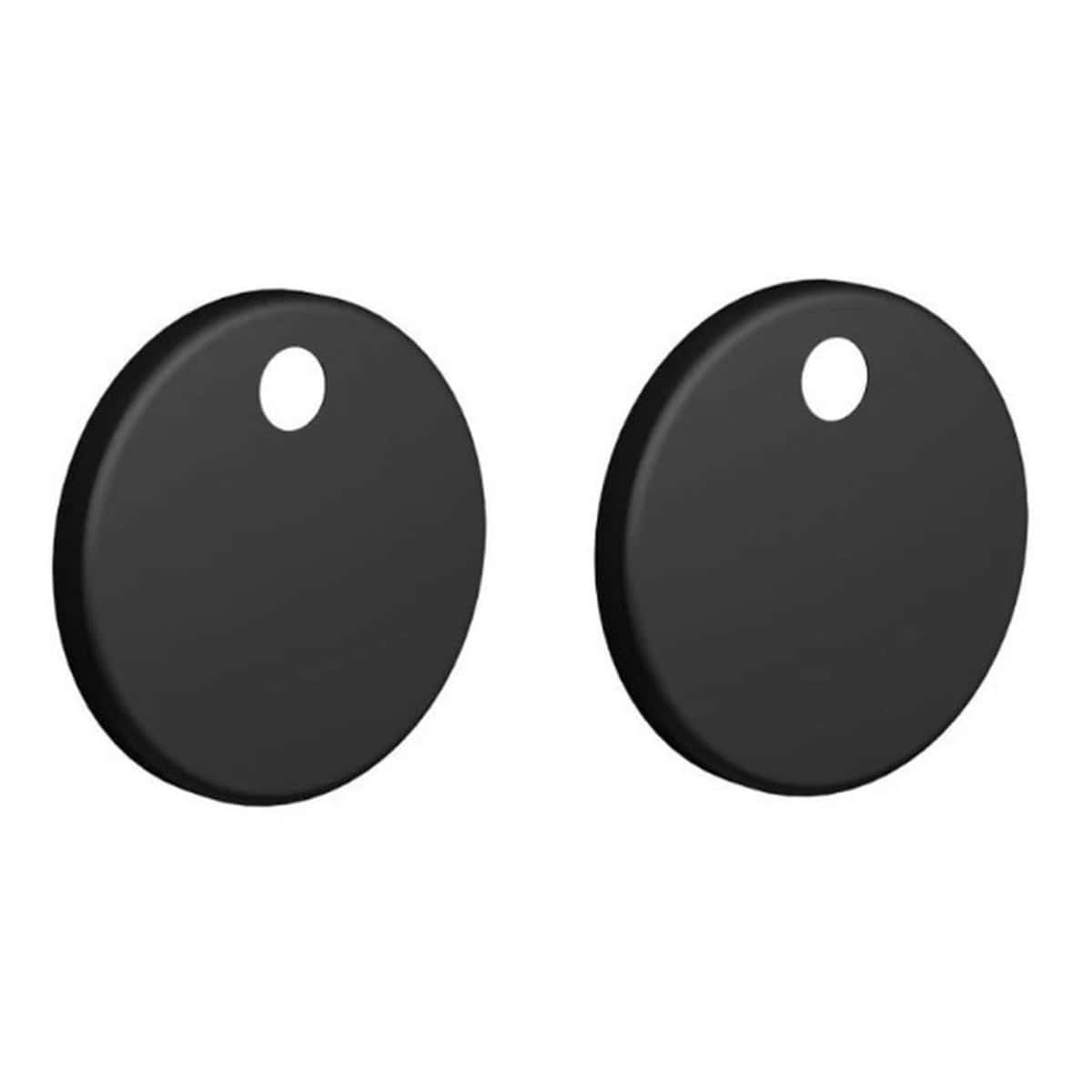 Black circular bathroom accessories with hole for mounting, modern design for stylish bathroom decor.
