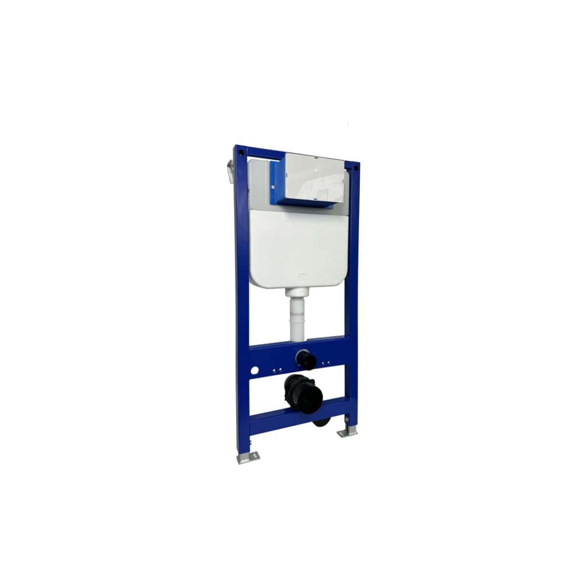 Flush toilet frame with concealed cistern for modern bathroom installations, featuring durable metal frame and reliable flushing mechanism. Perfect for space-saving and stylish bathroom designs.