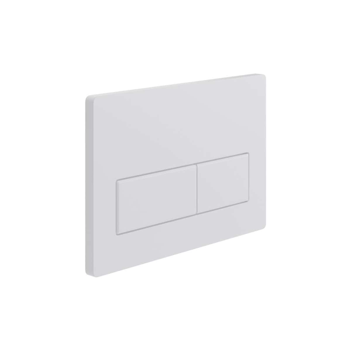 Dual-flush white toilet flush plate with sleek modern design for bathrooms, compatible with bubly.co.uk products focused on bathroom fixtures and accessories.