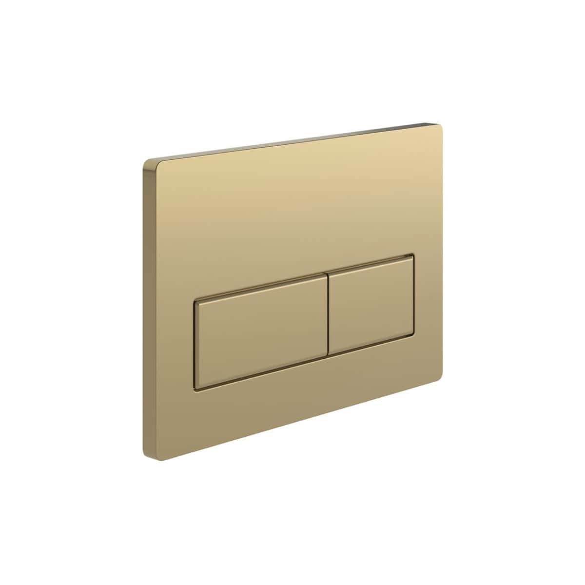 Sleek gold flush plate for modern bathroom installations, compatible with Bubly Bathrooms toilet systems for a stylish and functional upgrade.