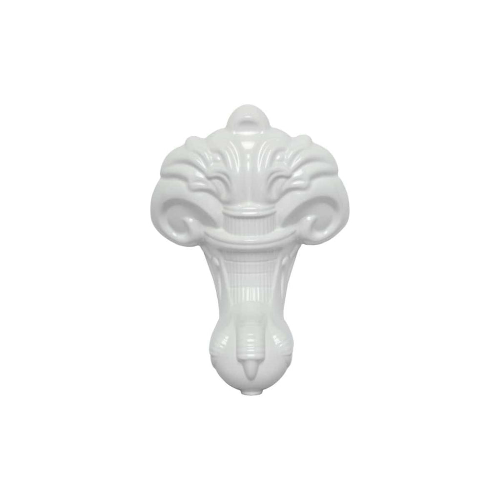 Elegant white ceramic bathroom wall sculpture depicting a classic decorative fountain, ideal for enhancing bathroom decor and creating a stylish, vintage ambience.