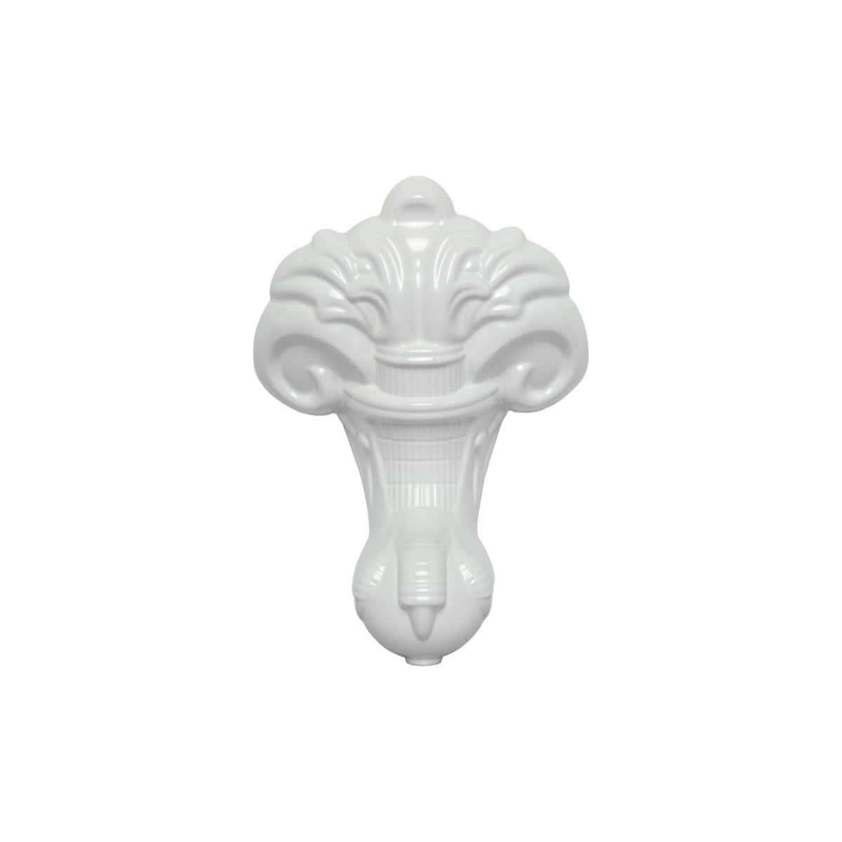 Elegant white ceramic bathroom wall sculpture depicting a classic decorative fountain, ideal for enhancing bathroom decor and creating a stylish, vintage ambience.