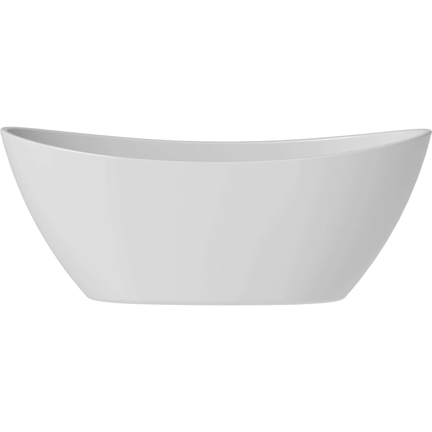 Sleek white freestanding bathtub with modern curved design, ideal for contemporary bathrooms and luxury interiors. Perfect for relaxing baths and enhancing bathroom aesthetics.