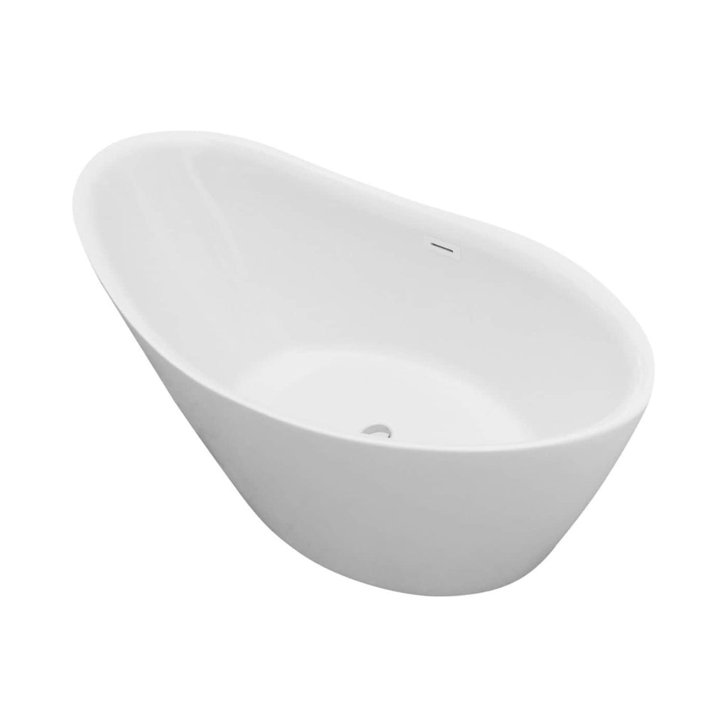 Sleek freestanding white bathtub with modern oval design, perfect for contemporary bathrooms and relaxation spaces. Made from durable, high-quality materials for comfort and style.