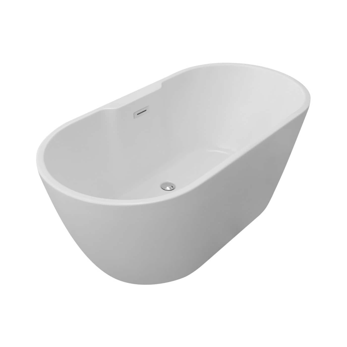Sleek white freestanding bathtub with smooth curves, perfect for modern bathrooms and relaxing baths. Crafted for style and comfort, ideal for luxury bathroom designs.