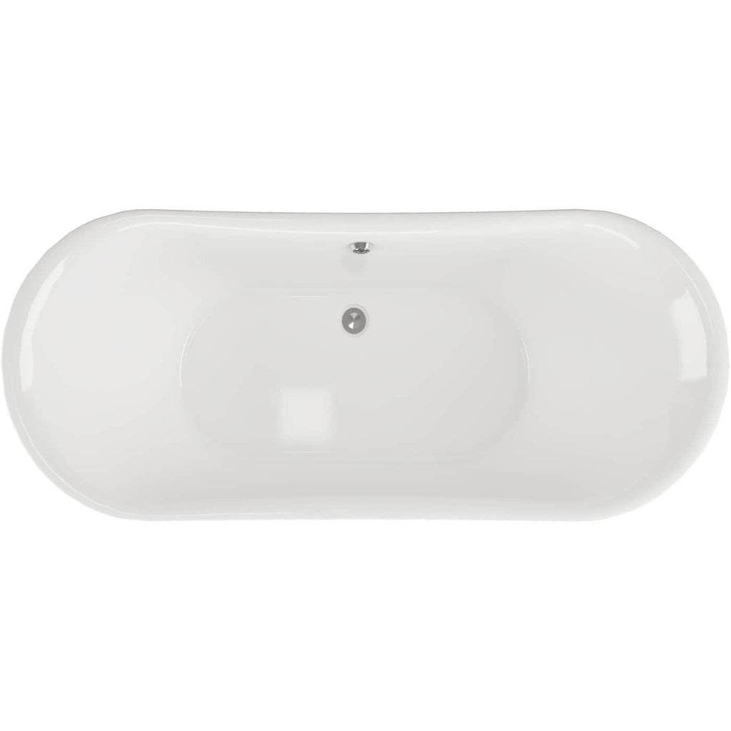 Bright white freestanding bathtub with smooth curves, spacious interior, and elegant design perfect for modern bathrooms. Ideal for relaxing baths, featuring durable ceramic construction and stylish aesthetic.