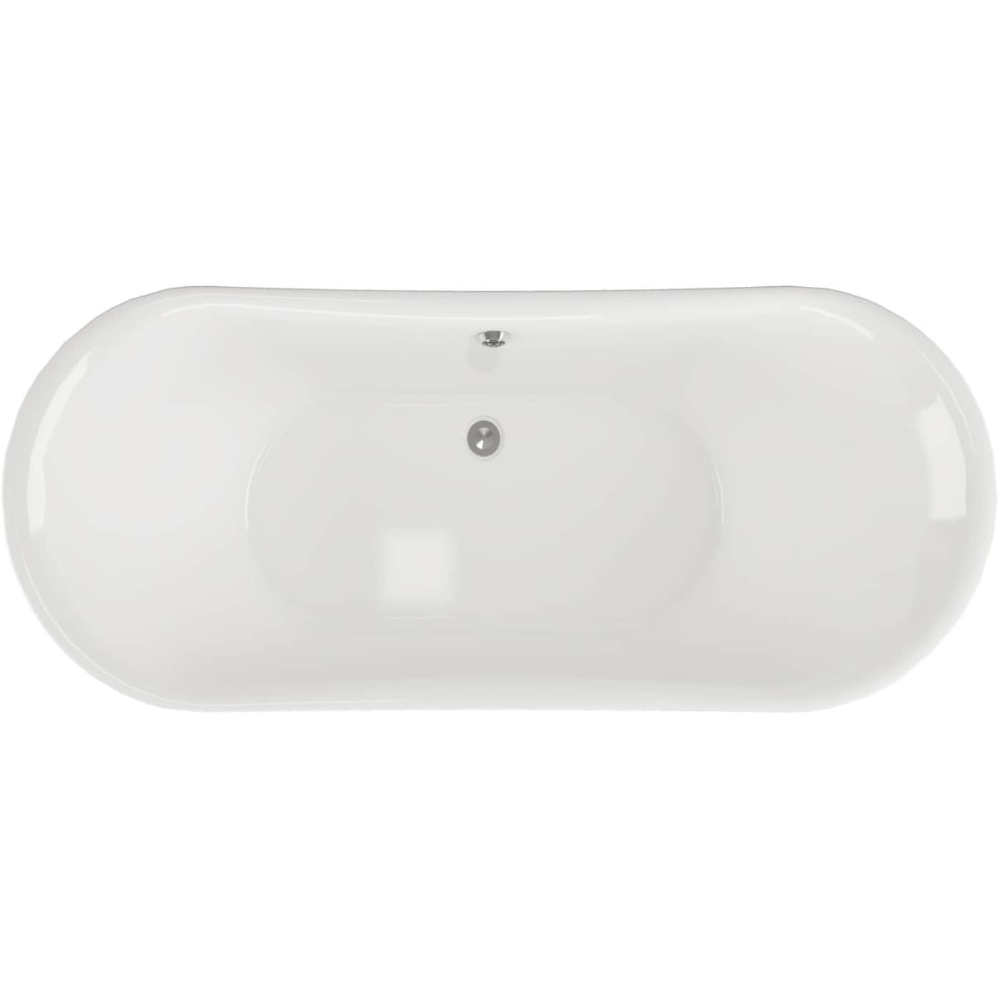 Bright white freestanding bathtub with smooth curves, spacious interior, and elegant design perfect for modern bathrooms. Ideal for relaxing baths, featuring durable ceramic construction and stylish aesthetic.