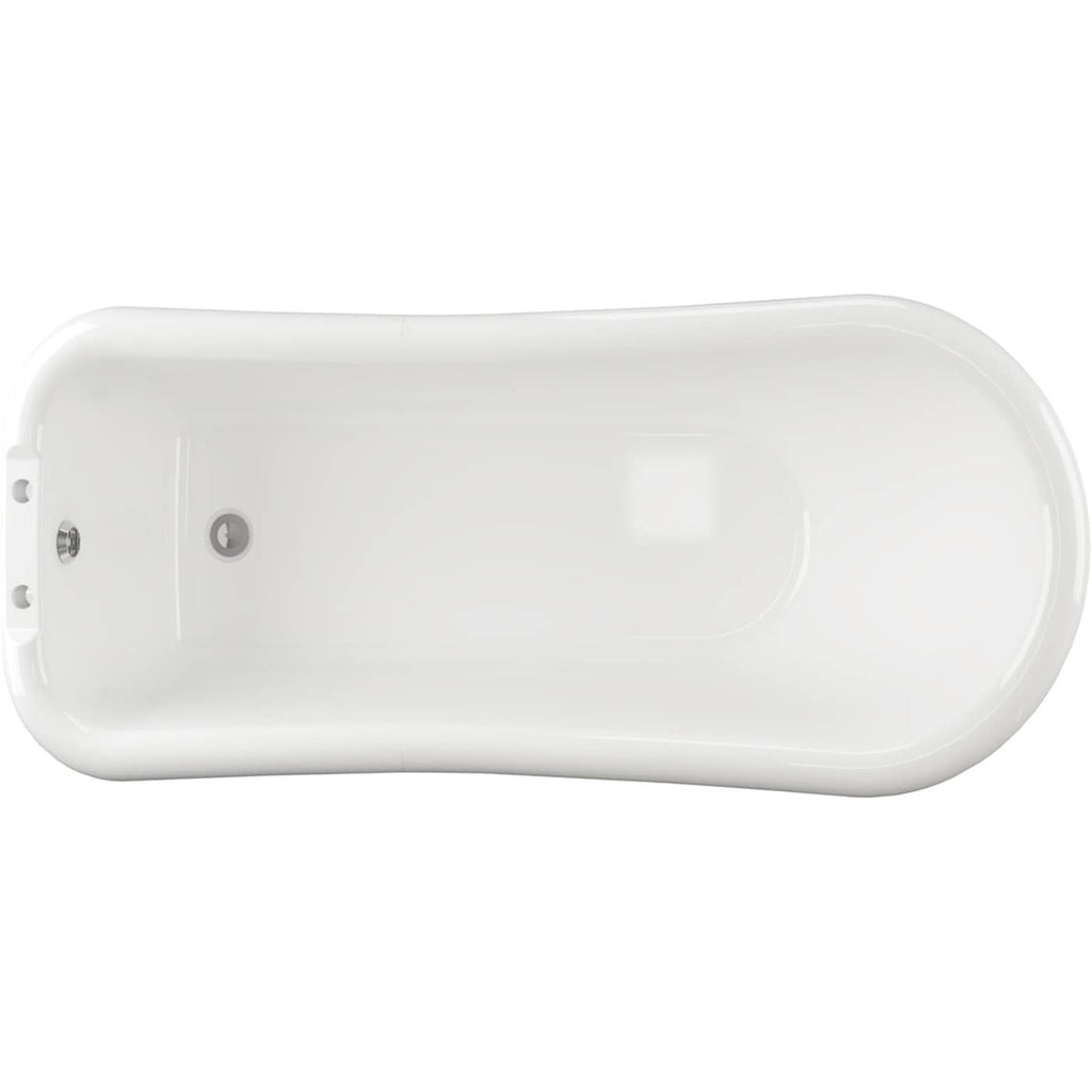 Modern white acrylic freestanding bathtub with smooth rounded edges, ideal for luxury bathroom decor and relaxing baths. Suitable for contemporary bathroom design and wellness spaces.