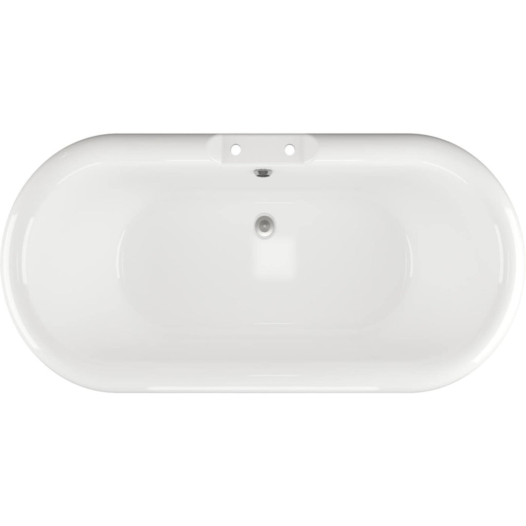 Sleek white bathroom sink with integrated tap holes and central drain, ideal for modern bathroom designs and easy installation. Suitable for contemporary bathroom renovation projects.