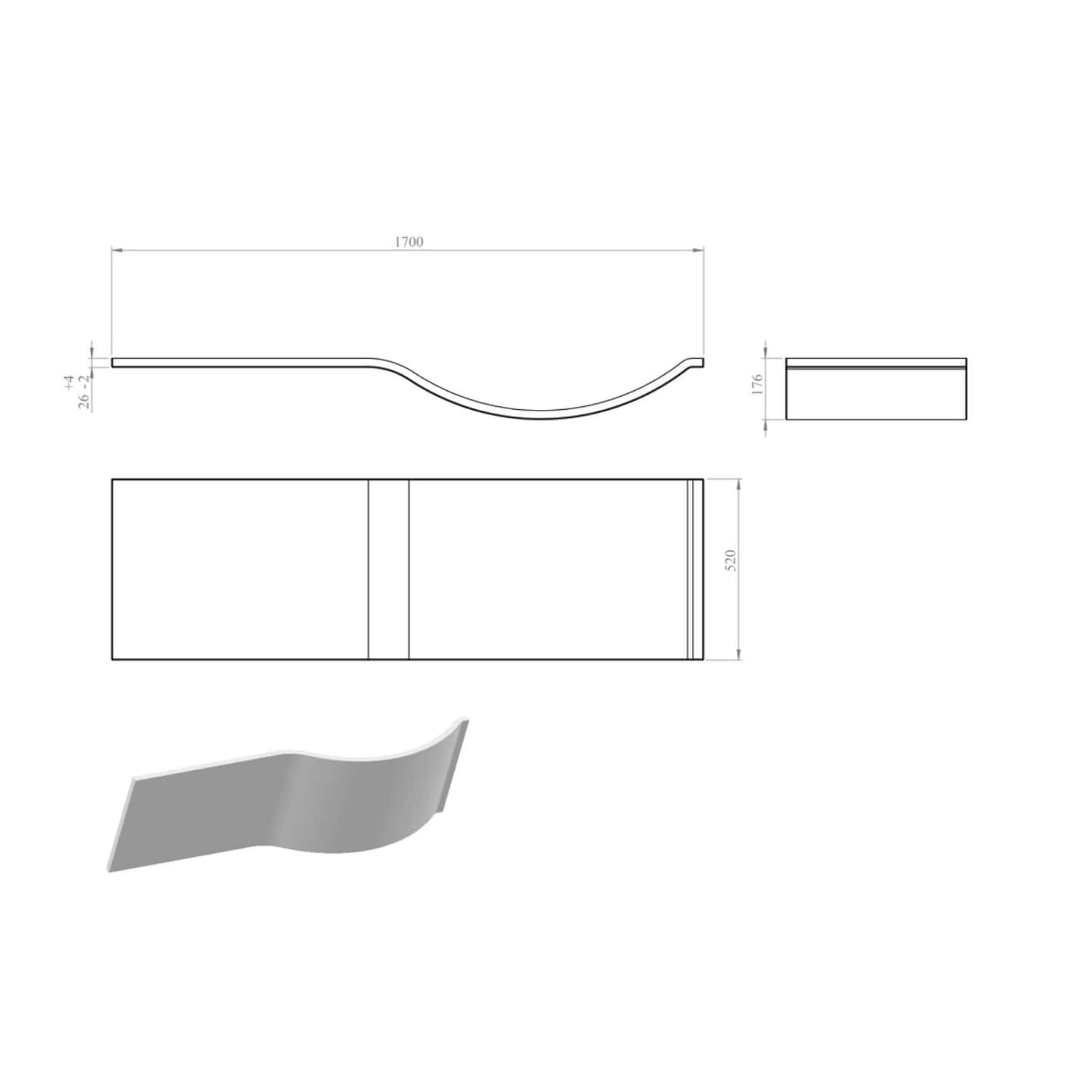 Modern custom bathtub design with sleek curves and precise measurements, perfect for luxury bathroom renovations and bathroom furniture projects.