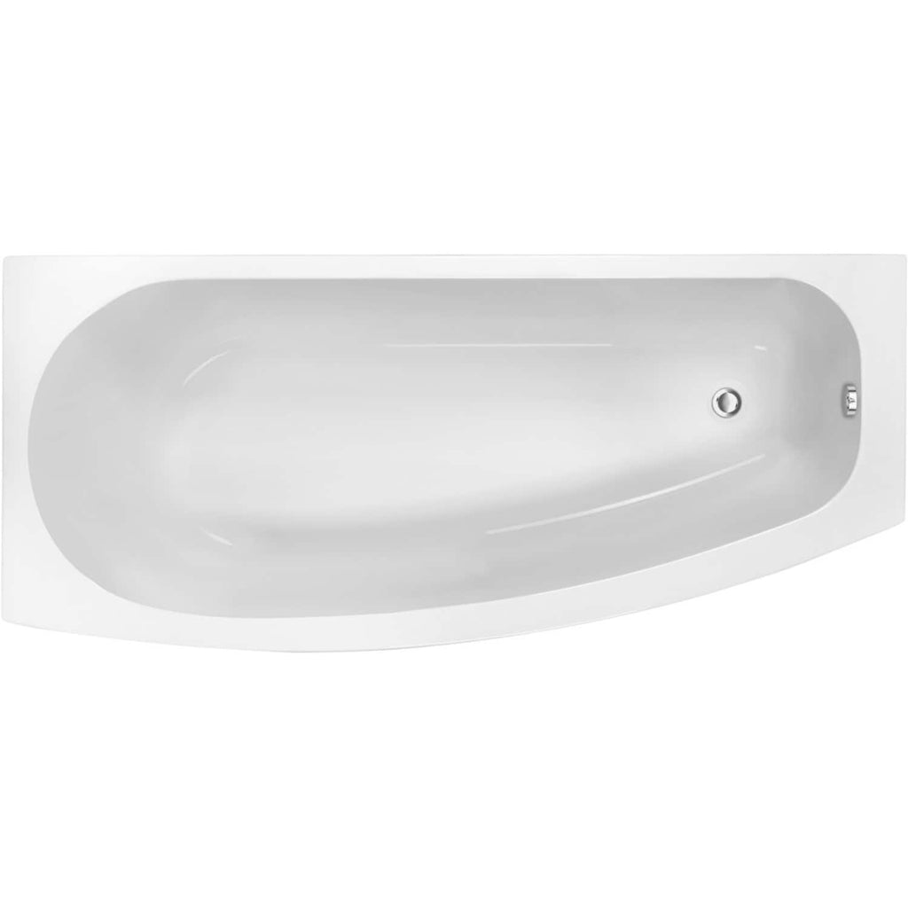 Elegant white acrylic bathtub with a smooth, curved design perfect for modern bathrooms, featuring safety features and chrome-plated drain fittings for a sleek finish.