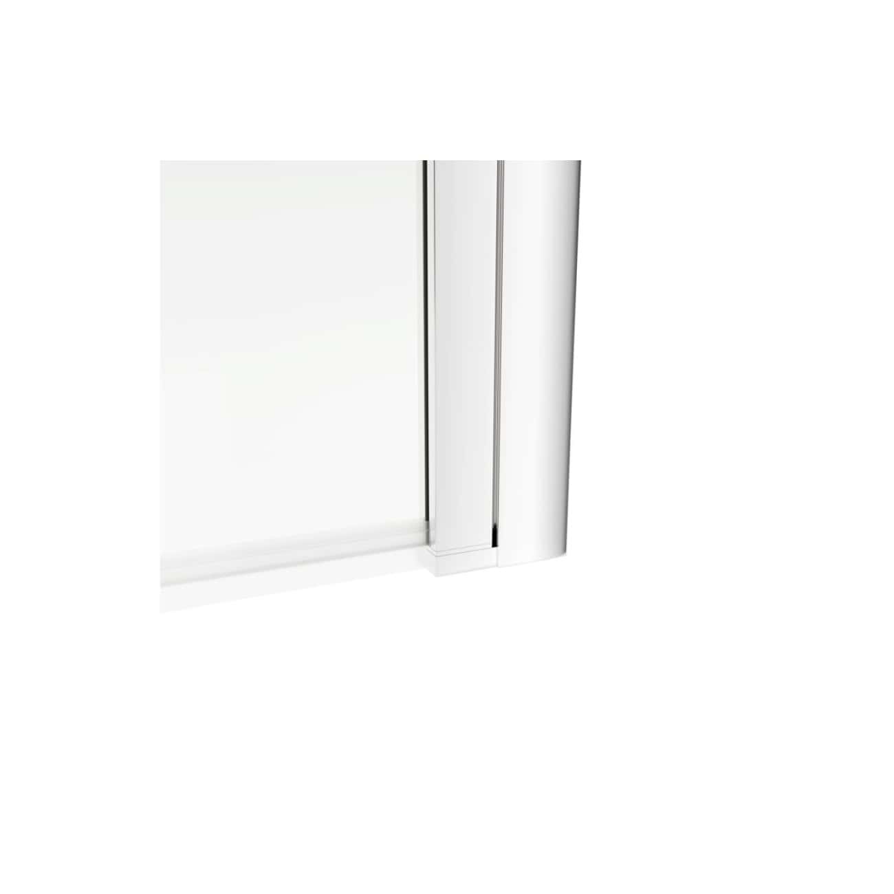 Sleek sliding glass shower door with white aluminium frame, ideal for modern bathroom remodels and wet room designs, offering durability and contemporary style.