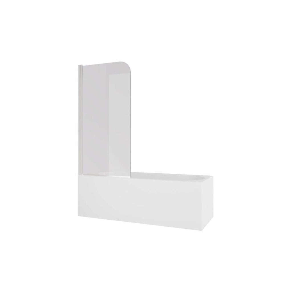 Sleek white bathroom partition with clear glass privacy panel, ideal for modern baths and showers, combining style and functionality for a contemporary bathroom design.