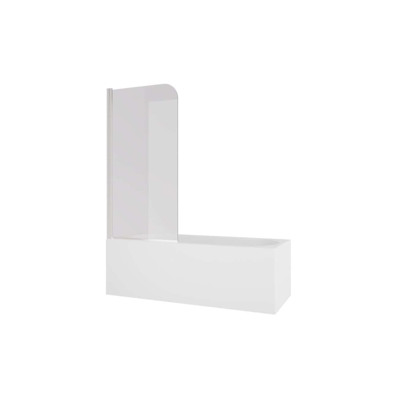 Sleek white bathroom partition with clear glass privacy panel, ideal for modern baths and showers, combining style and functionality for a contemporary bathroom design.
